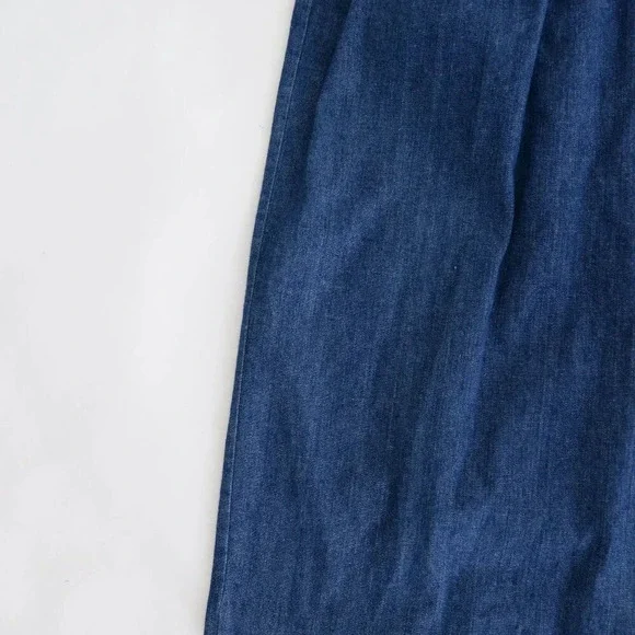 Vintage Tobi Dark Wash Button Up Western Cowgirl Denim Stud Midi Dress M - Picture 7 of 12